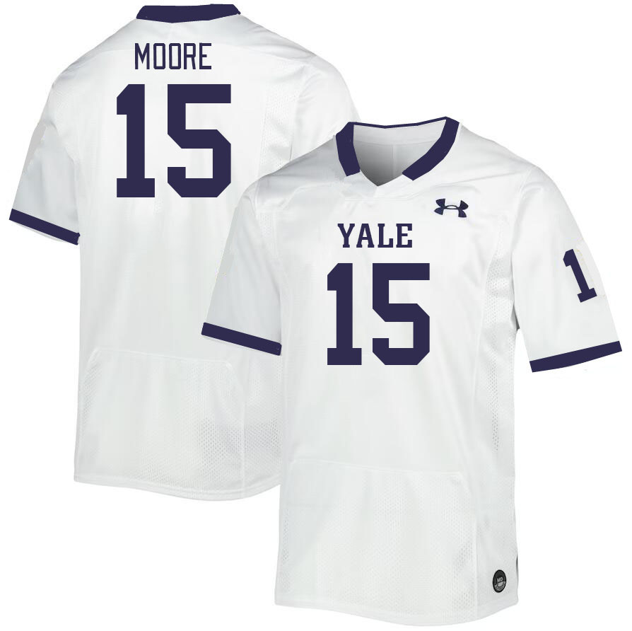 Men-Youth #15 Hamilton Moore Yale Bulldogs 2023 College Football Jerseys Stitched-White